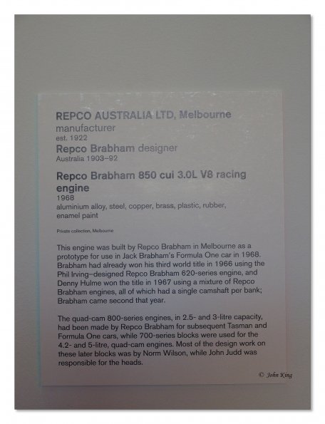 Repco Brabham 3.0L quad cam V8 racing engine