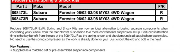 Hidden:
ors1:
Roo2:
suspension:
Pedders rear strut kit Forester tn1375830604
